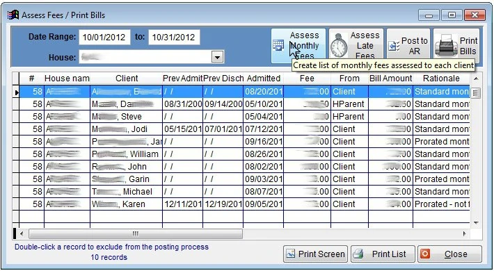 Sample VFP invoice generation screen.