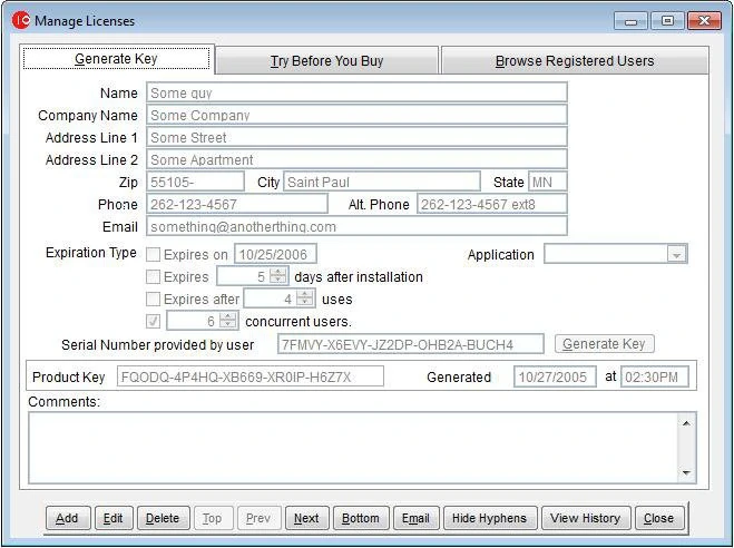 VFP registration manager screenshot